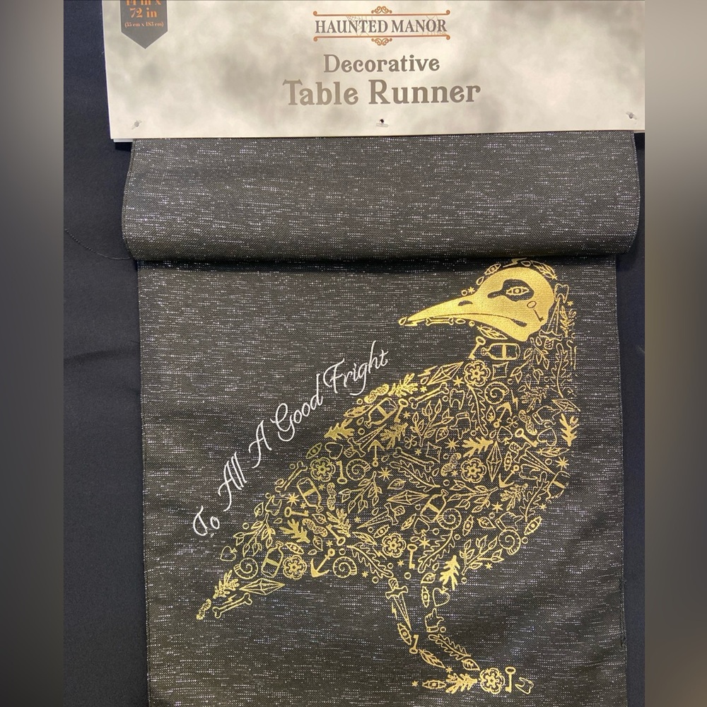 Halloween Haunted Manor Table Runner Crow To All A Good Fright 14”x 72”
